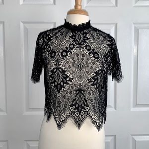 FOREVER 21 Contemporary High Neck Lace Top